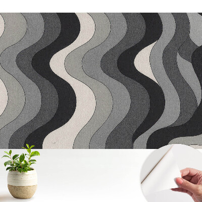 Tapeta na stenu samolepiaca s moderným vlnitým vzorom v odtieňoch sivej