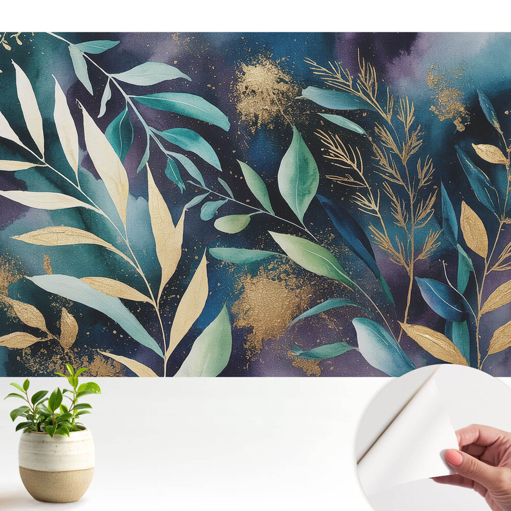 Tapety na stenu samolepiace Botanické listy na tmavom pozadí