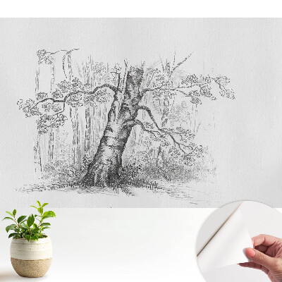 Tapeta s kresbou stromu v lese