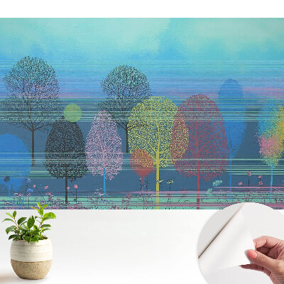 Tapety na stenu samolepiace Farebné stromy proti oblohe