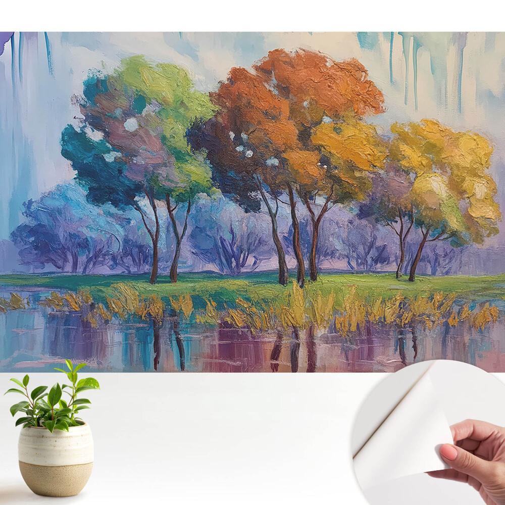 Tapeta do obývačky Abstraktná kompozícia farebných stromov