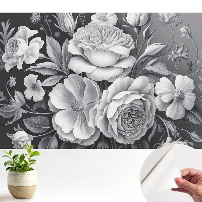 Tapeta so sivými kvetmi v elegantnom dizajne