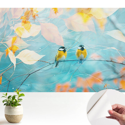 Tapeta Vtáky na konári s listnatými akcentmi.