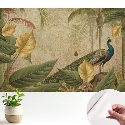 Tapeta s motívom tropického páva medzi zeleňou