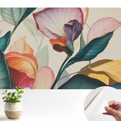 Luxusná tapeta Farebná kvetinová kompozícia z listov a kvetov