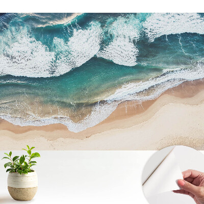 Tapeta s motívom oceánskych vĺn a zlatou plážou