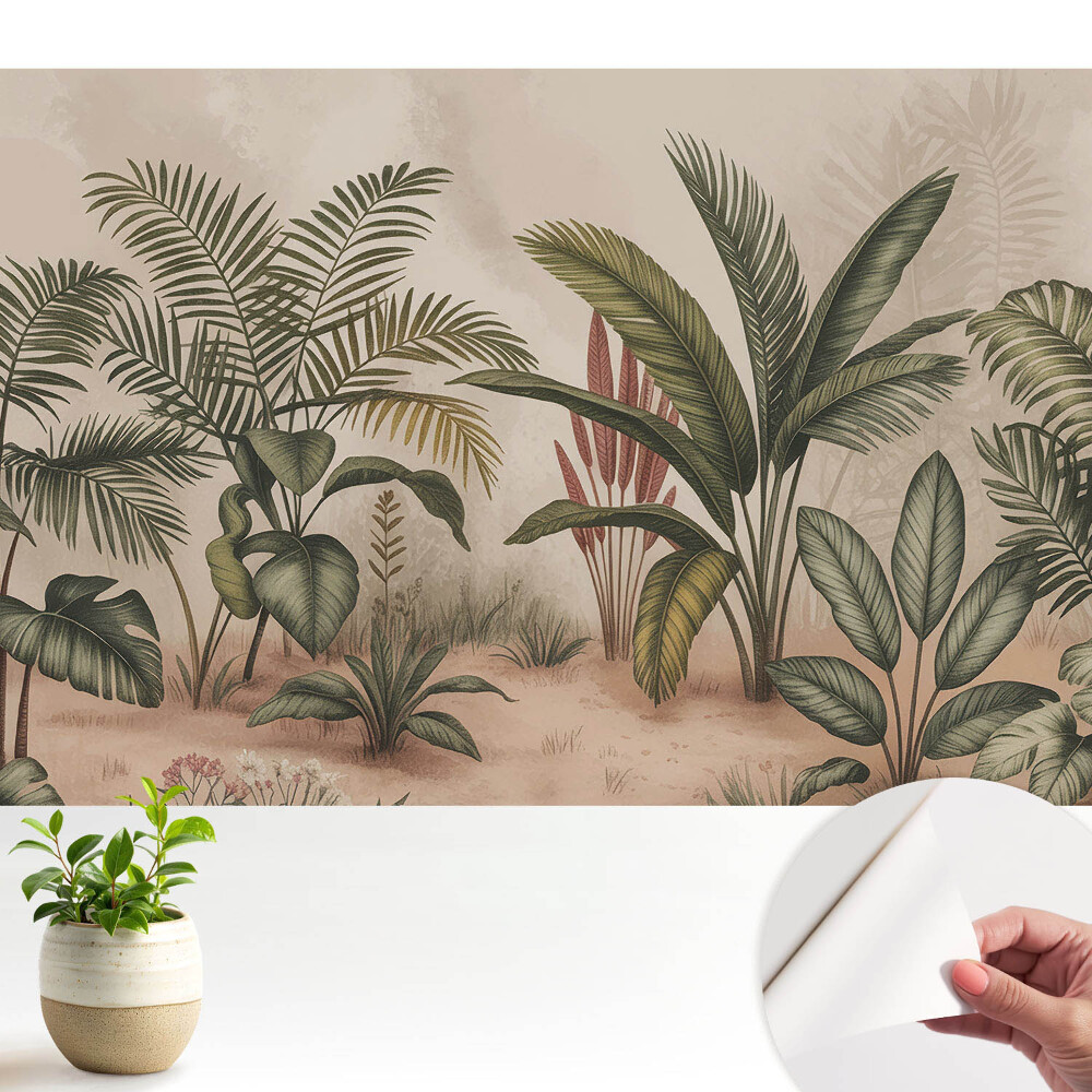 Tapeta Exotické listy v boho štýle