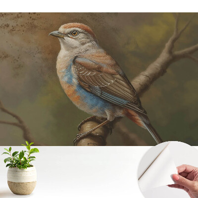 Tapeta na stenu samolepiaca s realistickým vtákom na konári