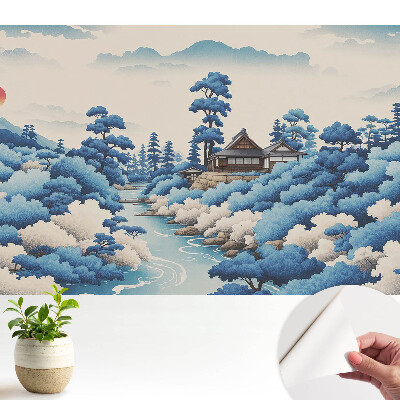 Tapeta na stenu samolepiaca s motívom horskej krajiny s domom