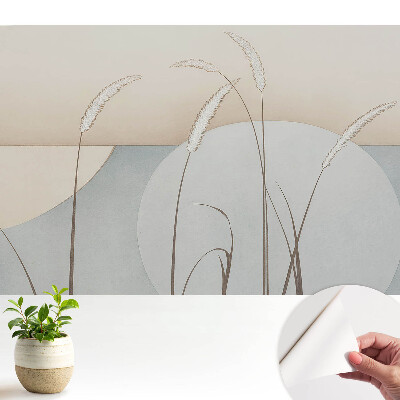 Tapeta s jemným zobrazením prírodnej krajiny s kruhmi a trávami