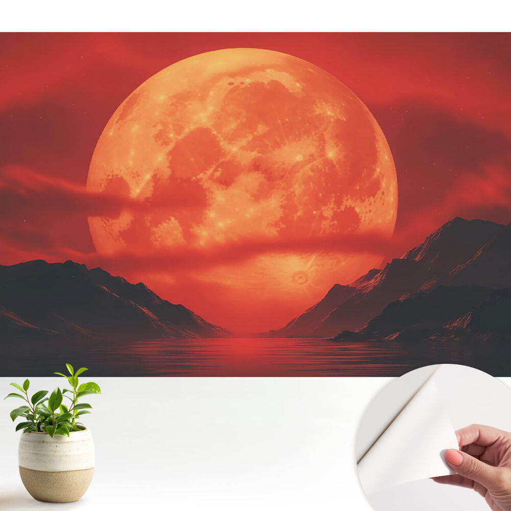 Tapety na stenu samolepiace Mesiac nad horami, intenzívne farby