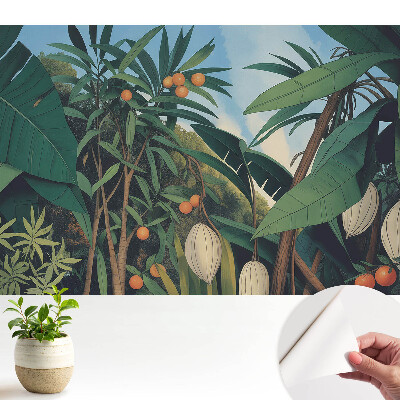 Luxusná tapeta s motívom exotických listov a plodov