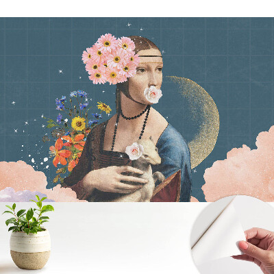 Tapeta do obývačky so surrealistickým kvetinovým portrétom