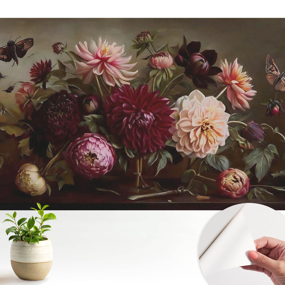 Tapeta do obývačky Kvety a motýle v klasickej kytici