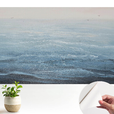 Luxusná tapeta s motívom modrých vĺn a vtákov