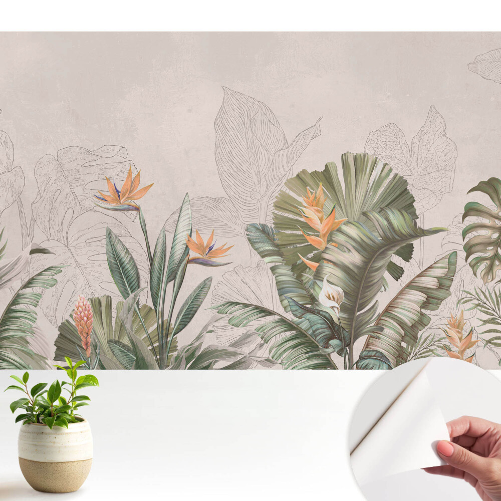 Luxusná tapeta Exotická vegetácia s farebnými kvetmi