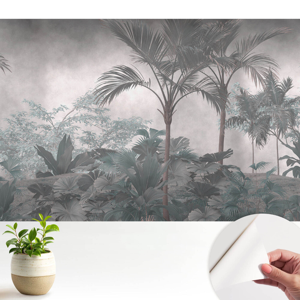 Luxusná tapeta Tropická džungľa v odtieňoch sivej