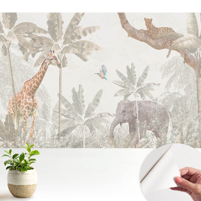 Tapeta Exotická fauna a flóra v pastelových tónoch