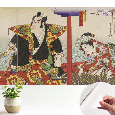 Tapeta do obývačky s motívom tradičného japonského umenia v elegantnom štýle a s dojmom bohatstva