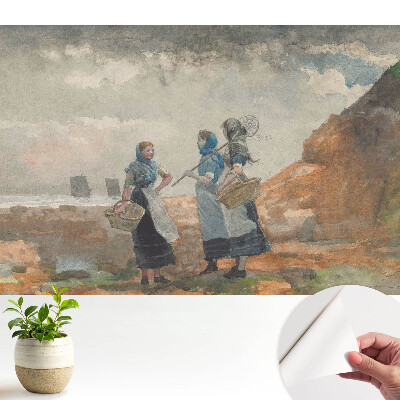 Tapeta do obývačky s motívom žien pri mori v tradičných krojoch