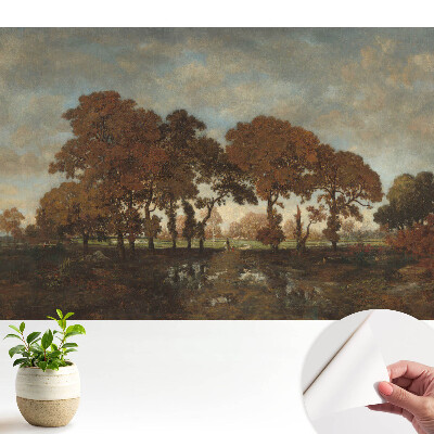 Tapeta do obývačky s motívom jesenných stromov v rustikálnej krajine