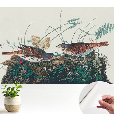 Tapeta do obývačky s motívom vtákov medzi zeleňou