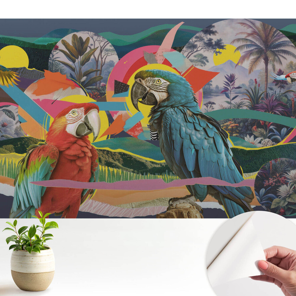 Luxusná tapeta Farebné papagáje v tropickom prostredí