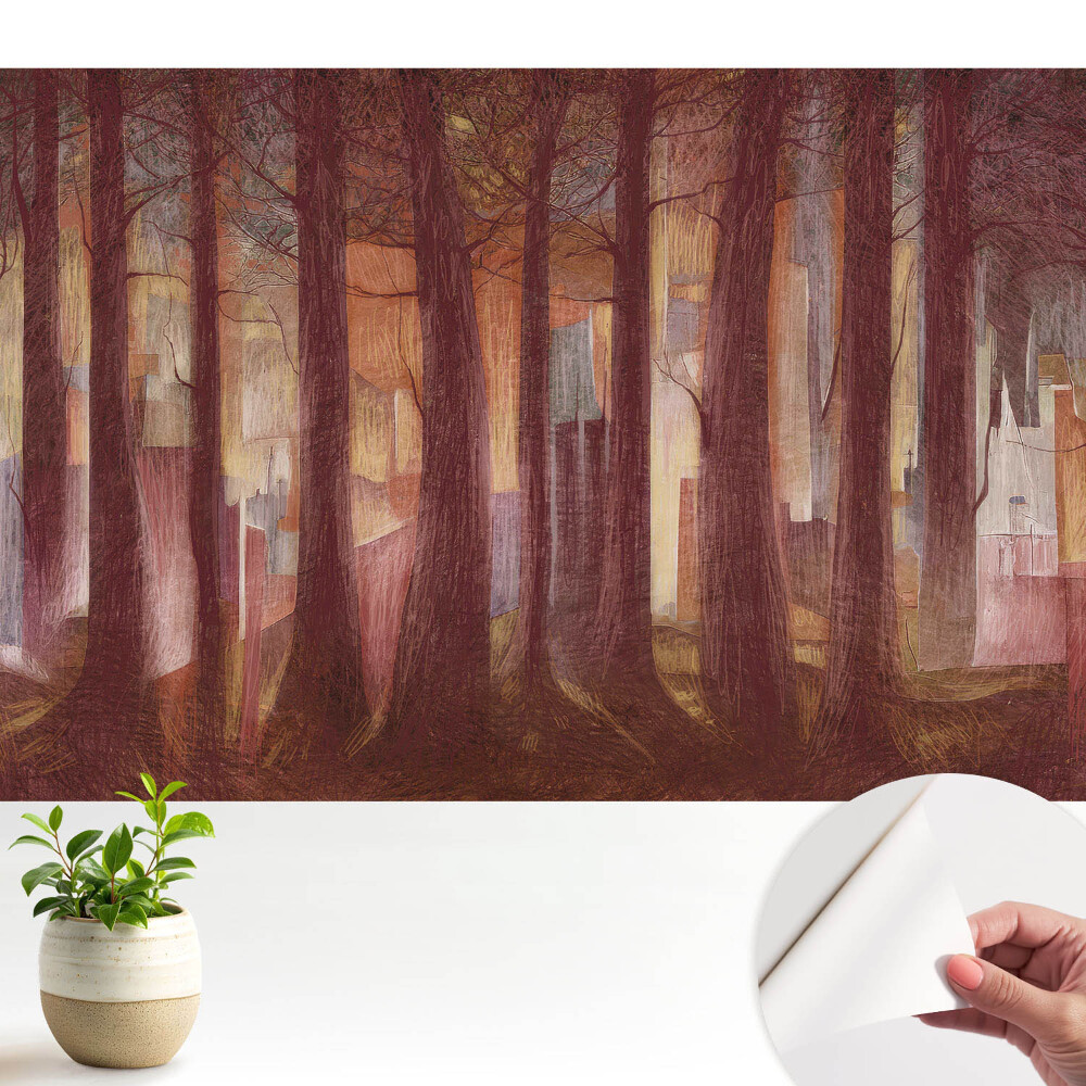 Tapeta Les s abstraktnými budovami v pozadí