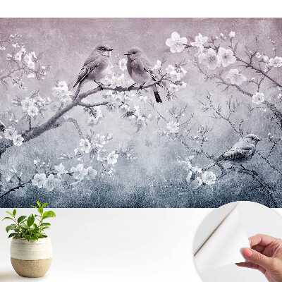 Tapeta Vtáky na kvetinových konároch