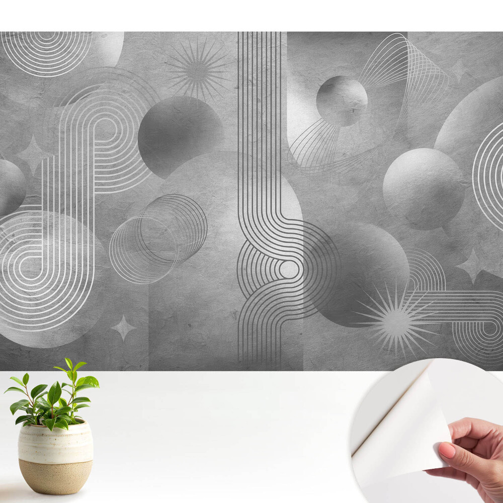Tapety na stenu samolepiace Geometrické vzory v odtieňoch sivej