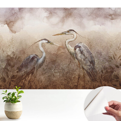 Tapeta do obývačky Dva žeriavy v jemných farbách