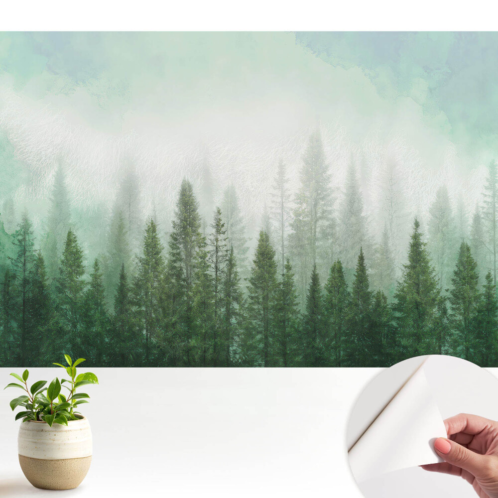 Tapeta do obývačky Lesná krajina s obrysom vlka