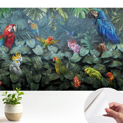 Tapety na stenu samolepiace s motívom tropických papagájov a listov