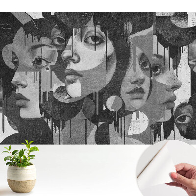 Luxusná tapeta s abstraktnými portrétmi ženských tvárí