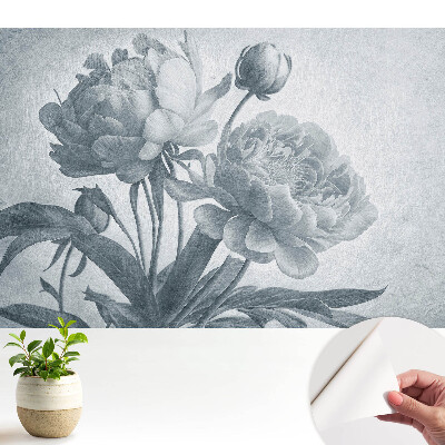 Tapeta do obývačky v šedej s jemným kvetinovým vzorom a jemnou štruktúrou