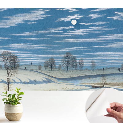 Tapeta s náladovou zimnou krajinou pod mesiacom