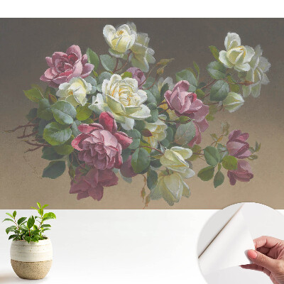 Tapeta s romantickou kompozíciou kvetov a listov do obývačky