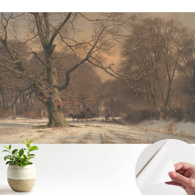 Tapeta so zimným lesom pre pokojné prírodné prostredie