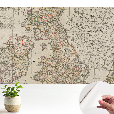 Tapety na stenu samolepiace Stará mapa Britských ostrovov s detailmi.