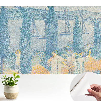 Tapeta na stenu samolepiaca s motívom krajiny so stromami pri jazere