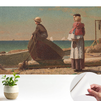 Tapeta s motívom postáv na pláži s výhľadom na more