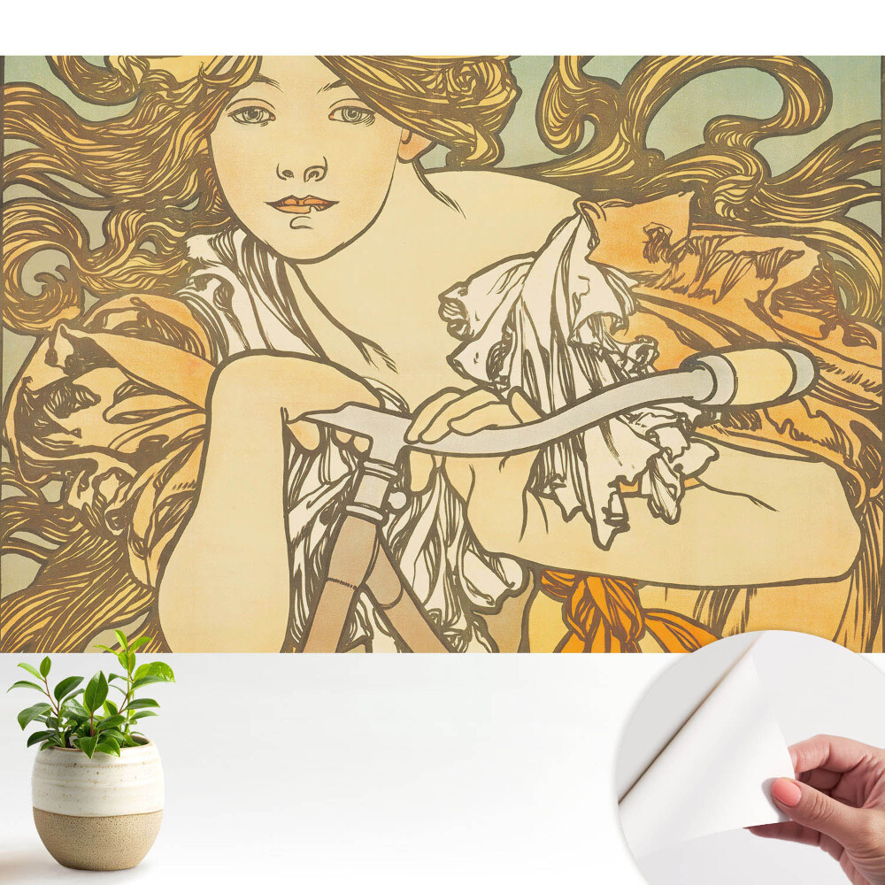 Tapeta Žena na bicykli v secesnom štýle