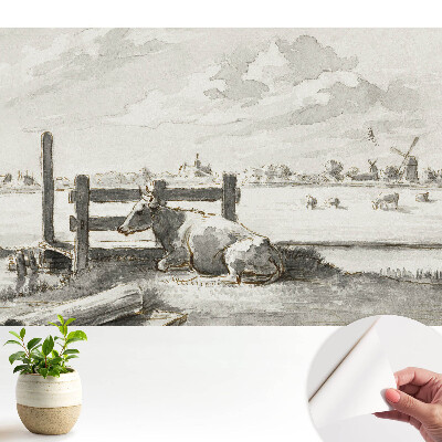 Tapeta do obývačky s idylickou krajinou v klasickom štýle