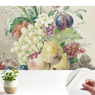 Tapeta na stenu samolepiaca so vzorom zátišia s ovocím a kvetmi