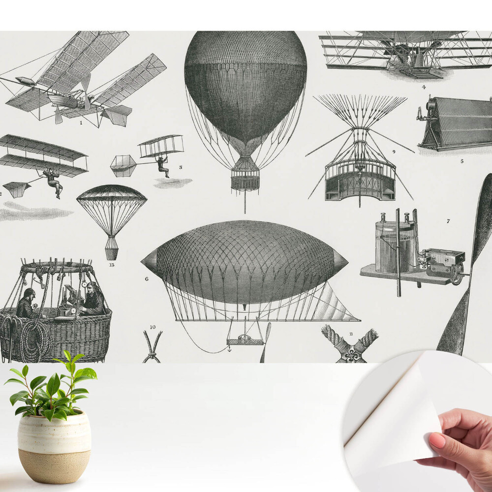 Tapeta do obývačky Letecké vynálezy v retro štýle