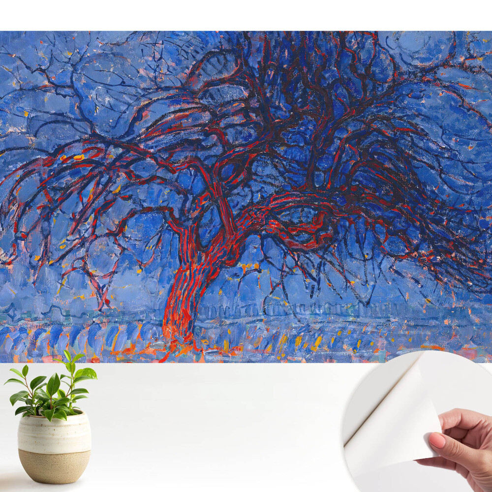 Tapeta do obývačky s expresívnym abstraktným vzorom v odtieňoch modrej