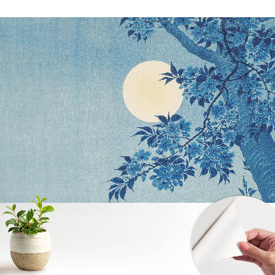 Luxusná tapeta Modré kvety pri mesiaci