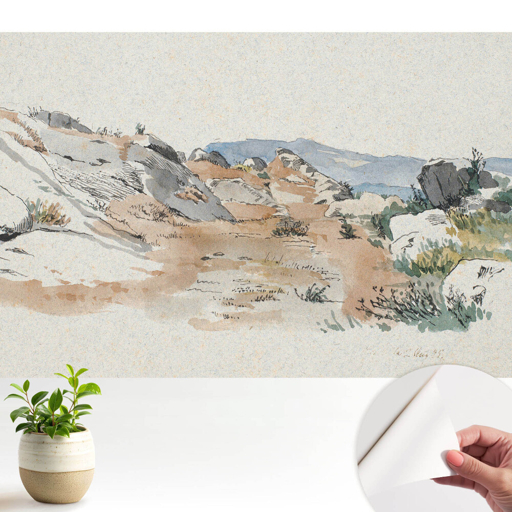 Tapeta do obývačky Skalnatá krajina, pokojná krajina, jemné farby