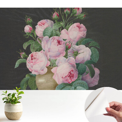 Tapety na stenu samolepiace Ružové ruže v sivej váze