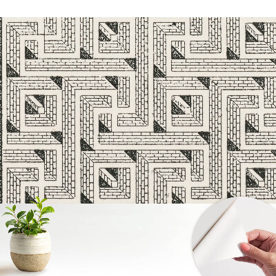 Tapeta do obývačky s motívom geometrického zloženia tehál v štýle bludiska